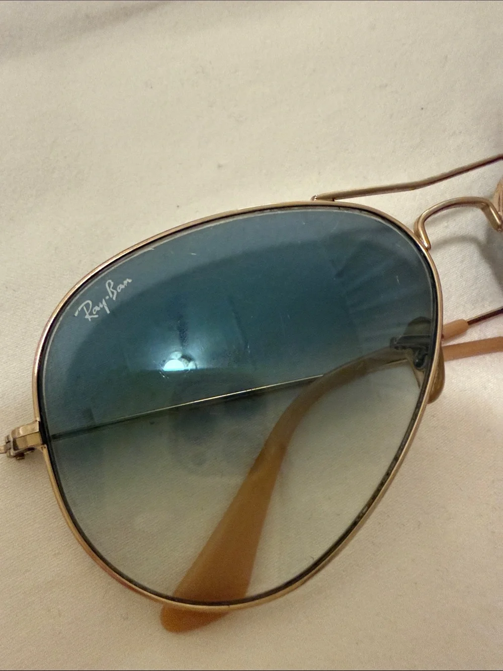 Ray-Ban Blue Gold Aviators Pouch with Snap Closure